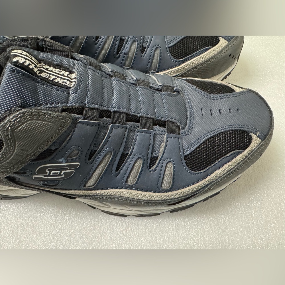 Skechers Men's Afterburn Navy and Gray Slip-On Athletic Shoes 11 Wide - Picture 2 of 16